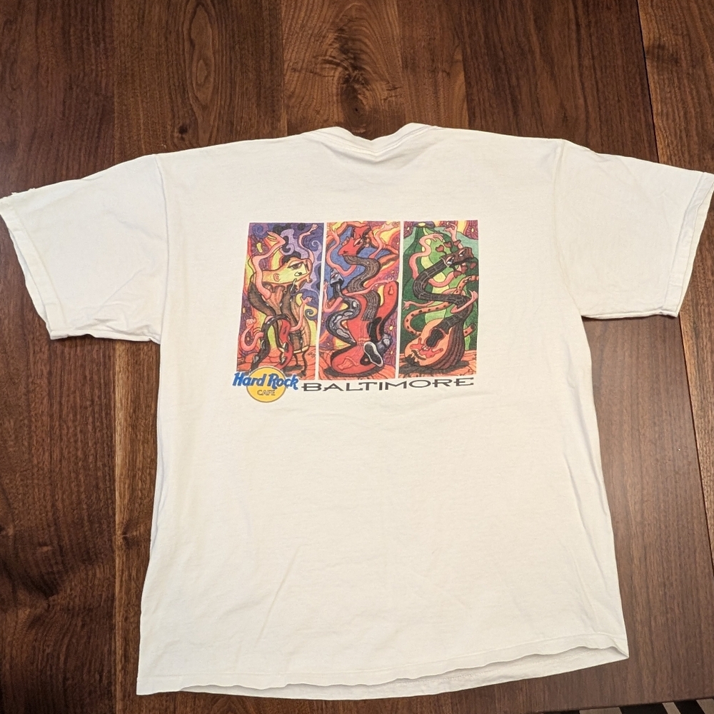 Vintage Hard Rock Cafe Baltimore‎ Music Theme White Graphic Tee